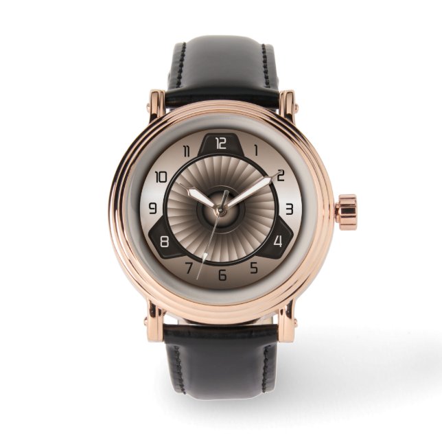 セピア鋼ジェットエンジンパイロットカスタムの腕時計 腕時計 (正面)