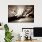 セピア雲、空と夕焼けの自由やる気を起こさせる性 ポスター (ホームオフィス)