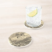 セピア音茶色の馬とフェンス コースター (側面)