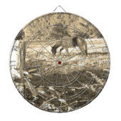 セピア音茶色の馬とフェンス ダーツボード (正面)