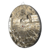 セピア音茶色の馬とフェンス ダーツボード (正面右)