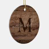 セピア黒褐色タン花崗岩の岩 セラミックオーナメント (右)