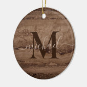 セピア黒褐色タン花崗岩の岩 セラミックオーナメント (左)