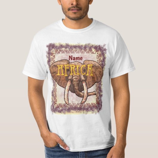 セピア アフリカ 象 Tシャツ (正面)