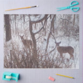 セピア ウィンター シーズン 雪と鹿の写真 薄葉紙 (クラフト)