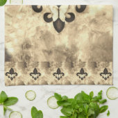 セピア・バターフルール |タンバタフライ（紋章の）フラ・ダ・リ キッチンタオル (折り畳み)