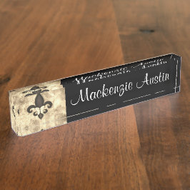 セピア・バターフルール |タンバタフライ（紋章の）フラ・ダ・リ デスクネームプレート