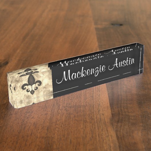 セピア・バターフルール |タンバタフライ（紋章の）フラ・ダ・リ デスクネームプレート (側面)