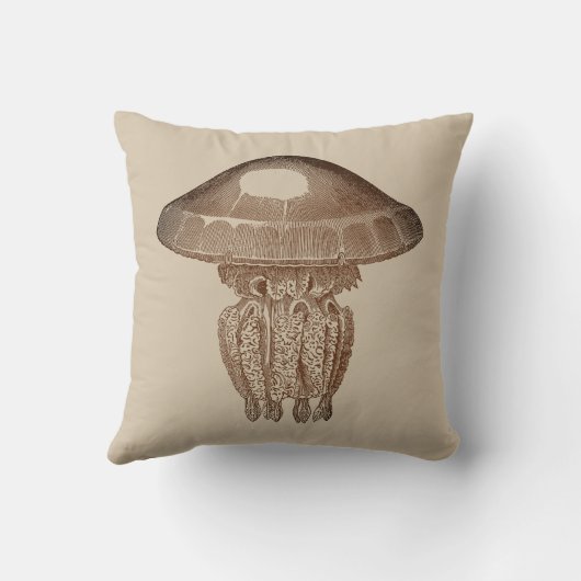 セピア・マン対タン無地の背景の戦い クッション (裏面)