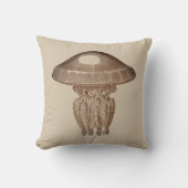 セピア・マン対タン無地の背景の戦い クッション (正面)