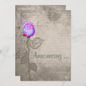 セピア ヴィンテージ スポット カラー ローズ バッド ウェディング 招待状 (正面/裏面)