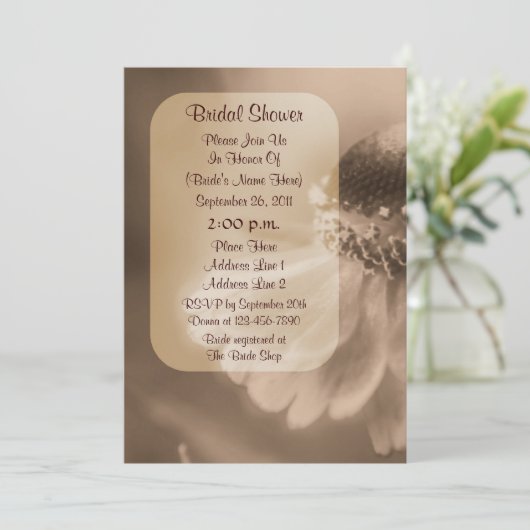 セピア《植物》百日草フラワーブライダルシャワー招待状 招待状 (スタンド正面)