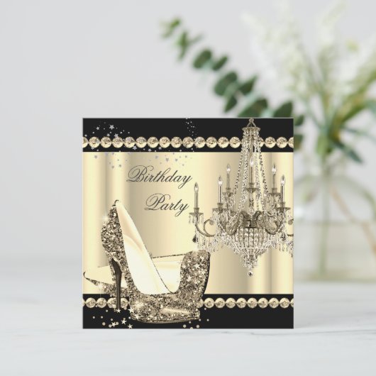 セピエレガントア王室の金ゴールドクリームシャンデリアパーティー2 招待状 (スタンド正面)