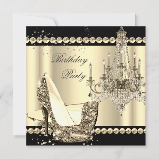 セピエレガントア王室の金ゴールドクリームシャンデリアパーティー2 招待状 (正面)