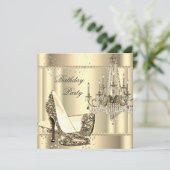 セピエレガントア王室の金ゴールドクリームシャンデリアパーティー 招待状 (スタンド正面)