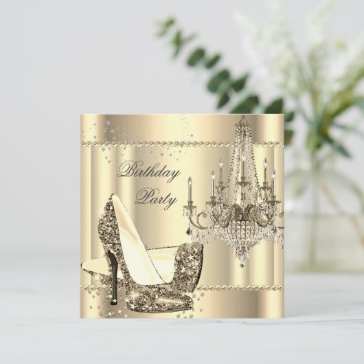 セピエレガントア王室の金ゴールドクリームシャンデリアパーティー 招待状 (スタンド正面)