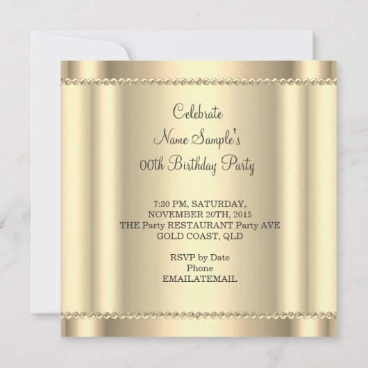 セピエレガントア王室の金ゴールドクリームシャンデリアパーティー 招待状 (裏面)