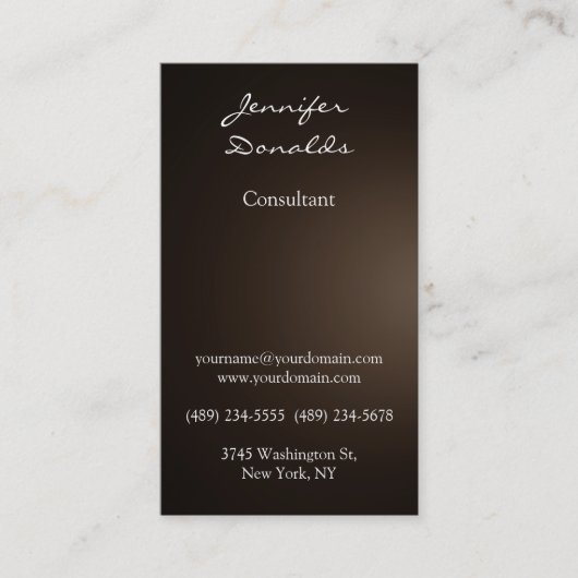 セピモダンア茶色の手書き入力プレーンユニーク 名刺 (正面)