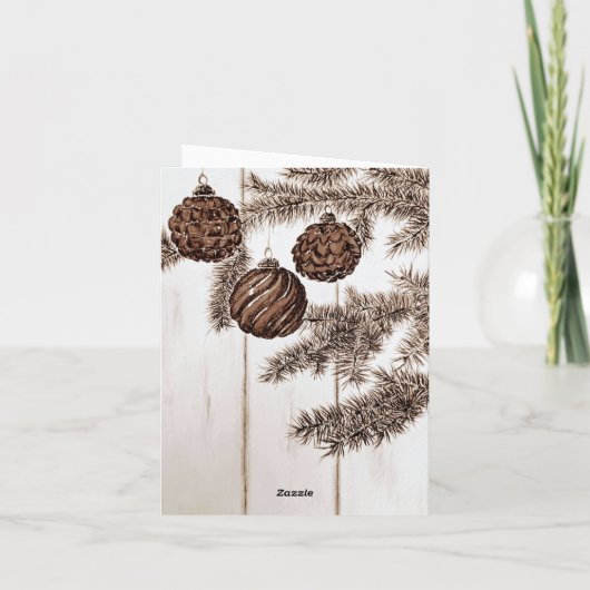 セピ素朴アミニマリストメリークリスマスホリデー カード (裏面)