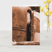 セピ違うアの古いトラックの景色 カード (黄色い花)