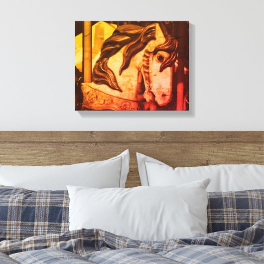 セピ静かアヴィンテージの回転木馬馬の煮込み キャンバスプリント (インサイチュ (寝室))