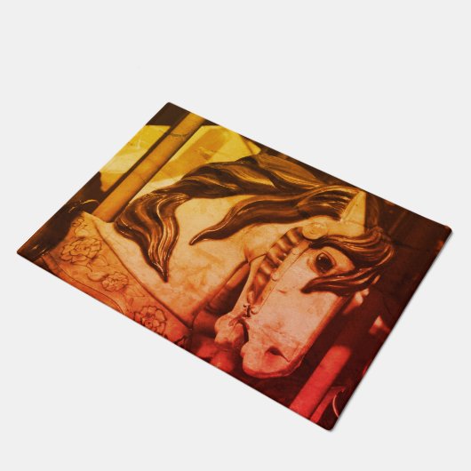 セピ静かアヴィンテージの回転木馬馬の煮込み ドアマット (アングル)