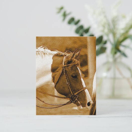 セフィアホースのモザイク ポストカード (スタンド正面)