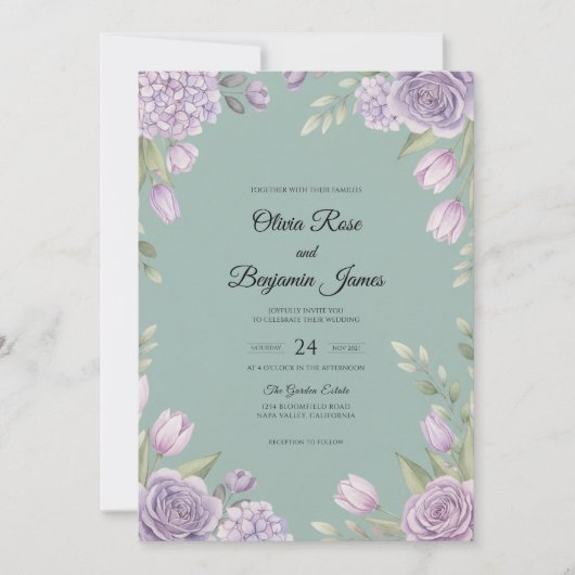セフォーム ラベンダー ペイント 結婚式 招待状 (正面)