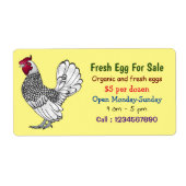 セブライトのチキンの漫画の新鮮な卵の看板が販売のために ラベル (正面)