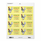 セブライトのチキンの漫画の新鮮な卵の看板が販売のために ラベル (フルシート)