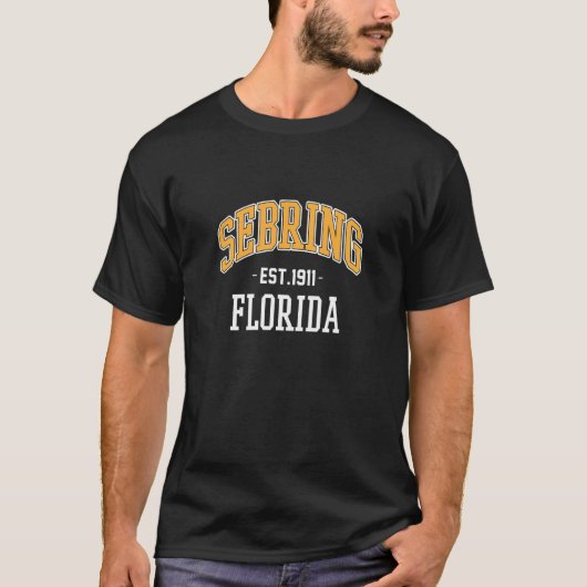 セブリングフロリダ州の地図Est 1911 1 Tシャツ (正面)