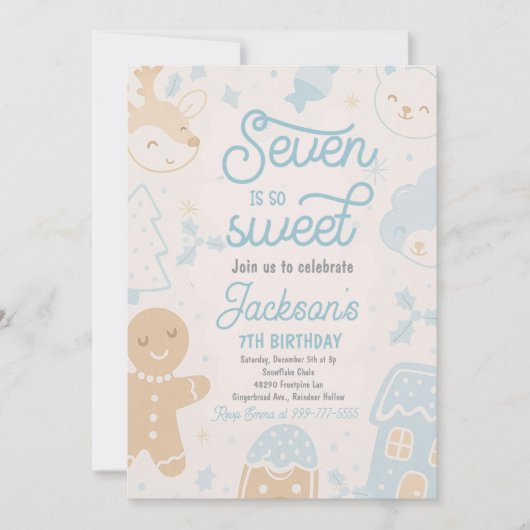 セブンはとても甘いクリスマスクッキー誕生日パーティーだ 招待状 (正面)