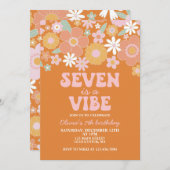 セブンはヴィビーグルービーレトロフローラ7歳の誕生日 招待状 (正面/裏面)