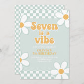 セブンはヴィブ レトロ チェック ミント 招待状 (正面/裏面)