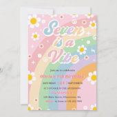 セブンはVibe Groovyデイジーレインボー7誕生日 招待状 (正面)