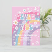 セブンはVibe Groovy Hippie Rainbow 7誕生日 招待状 (スタンド正面)