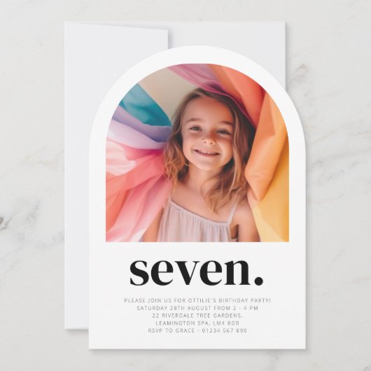 セブンアーチフォト誕生日 招待状 (正面)