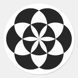 セブンサークルフラワースタンプBW ラウンドシール