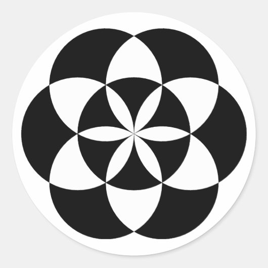 セブンサークルフラワースタンプBW ラウンドシール (正面)