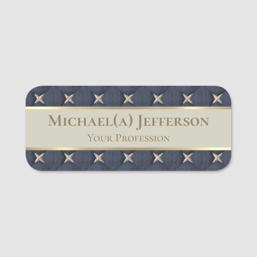 セブンスタイリッシュスターズラグジュアリー金ゴールドブルー&グユニークレイ 名札 (正面)