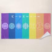 セブンチャクラレインボーマンダラ ビーチタオル (正面)