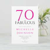 セブンティ アンド ファビュラス ミニマル ピンク 70歳の誕生日 招待状 (スタンド正面)