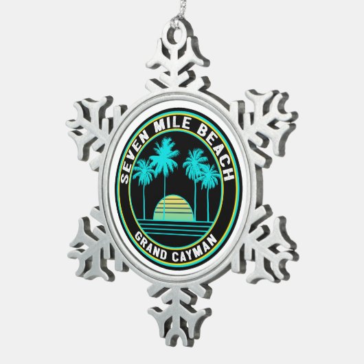 セブンマイルビーチグランドケイマン島 スノーフレークピューターオーナメント (右)