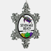 セブンマイルビーチネグリルジャマイカシータートル スノーフレークピューターオーナメント (左)