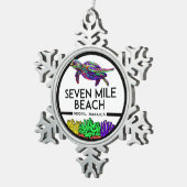 セブンマイルビーチネグリルジャマイカシータートル スノーフレークピューターオーナメント (右)