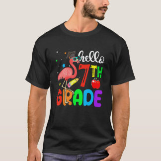 セブン年生のフラミンゴにハロー!バックトゥスクール先生 Tシャツ