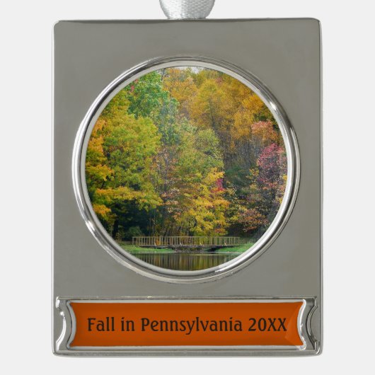 セブン春秋ブリッジII秋の風景 シルバープレートバナーオーナメント (正面)