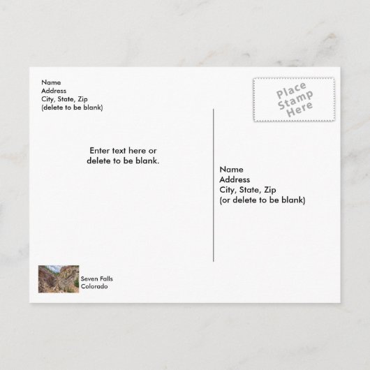 セブン滝コロラドハガキ ポストカード (裏面)