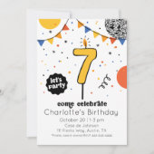 セブン誕生日キャンドルドードル招待状 招待状 (正面)
