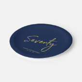 セブン金ゴールド海軍レタリング70thバースデーパーティー ペーパープレート (アングル)